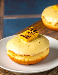 Roasted Corn with Melted Cheese on Bread Slice - Savory Snack
