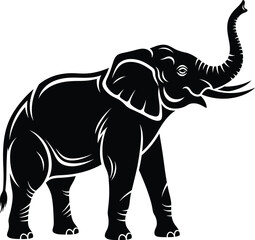 Obraz premium Black and white illustration of an elephant