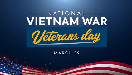 National vietnam war veterans day celebration with american flag and text