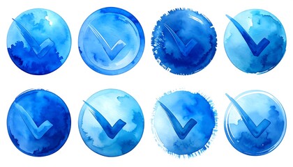 Watercolor checkmarks in circles