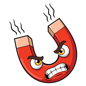Vector illustration of magnet with angry face suitable for expressive cartoon artwork character design emotion themed graphics and creative concept elements