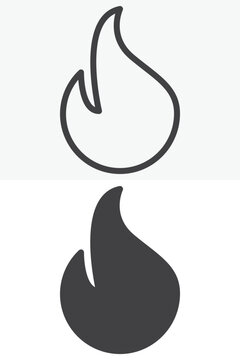Fire flame different style icon set symbolizing trending content. Modern line, outline and solid icon with editable stroke vector sign and symbol for hot topic icon.