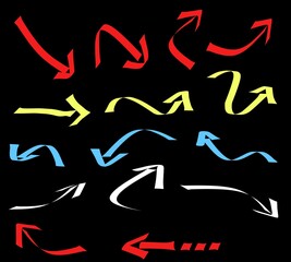 Multicolor set arrow stencil design vector,set stencil arrow colorful image,thousand arrow stencil sillhouette on color background 