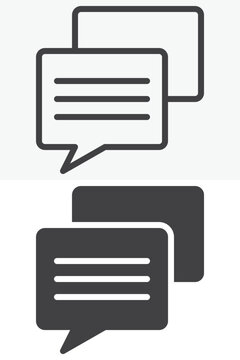 Speech bubble with text different style icon set. Clear line, outline and solid icon editable stroke vector sign and symbol for conversation icon.
