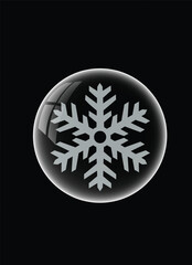 Winter Snowball With Snowflake Icon Isolated On Dark Minimal Background