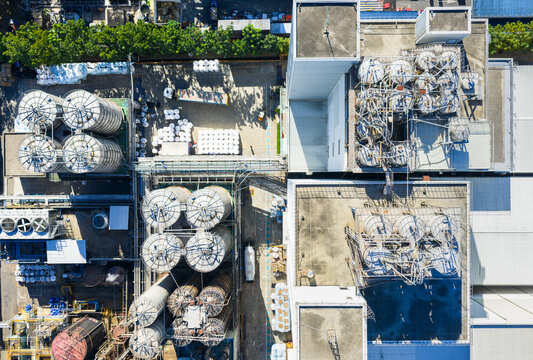 Aerial View of Chemical Fiber Factory Manufacturing Plant