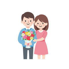 Fototapeta premium Couple with Flower Bouquet