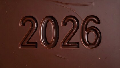 Embossed "2026" on a dark chocolate surface
