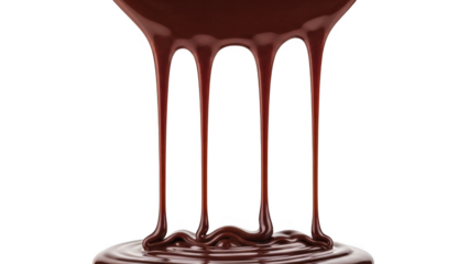 melted Chocolate drizzle on transparent background
