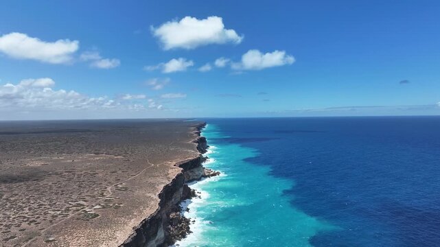 Aerial footage of Bunda Cliffs Nullabor South Australia