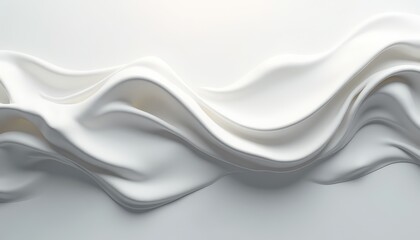 Abstract Fluid White Silk Fabric Wave Pattern with Soft Lighting and Subtle Textures Minimalist Elegant Background