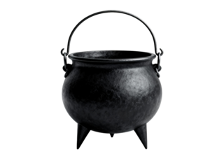 Black Cast Iron Cauldron with Handle