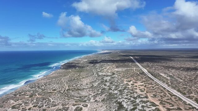 Aerial footage of Tomatoe Cliff Nullabor South Australia