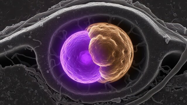 Scientific Micrograph of a Dopaminergic Neuron Containing a Lewy Body Inclusion Body Illustrating the Concept of Neurodegeneration