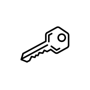 Close-up of a Modern House Key on a White Background for Security and Lock Concepts
