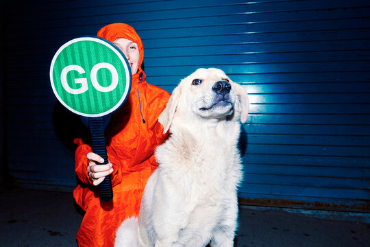 Urban Night Moment with Dog