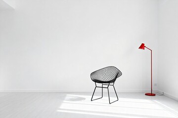 Minimalist room with chair and lamp