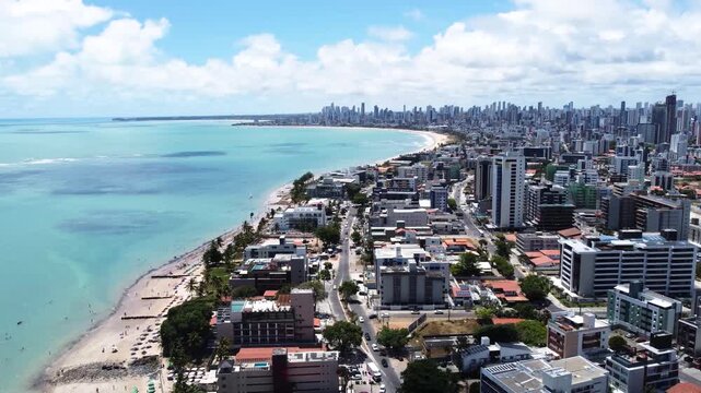 Drone footage of Bessa Beach, Joao Pessoa, Paraiba