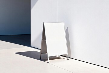 Blank signboard against white wall