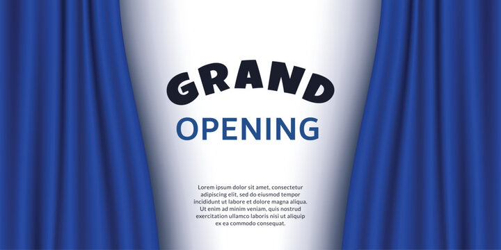 realistic curtain background, grand opening ceremony with blue color vector design graphic
