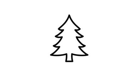 Fototapeta premium Minimalist black outline of a coniferous pine or fir tree symbolizing nature, forest, and winter holiday themes.