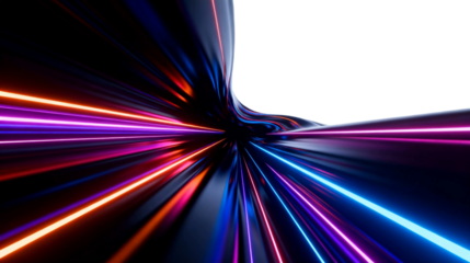 Abstract Neon Light Streaks on White Background