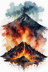 Aerial view of a volcanic mountain surrounded by lava flows