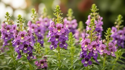 Purple Flowers in Garden Bloom.