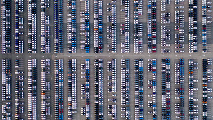 Car Factory Parking Lot - Aerial View