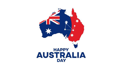 Happy Australia Day Greeting with Australian Flag and Map