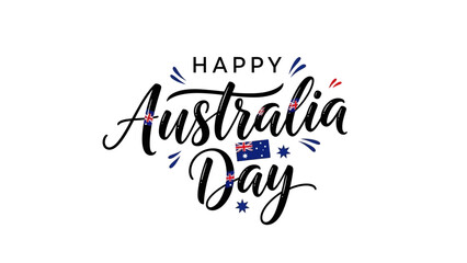 Happy Australia Day Greeting Card with Australian Flag Element and Text Art