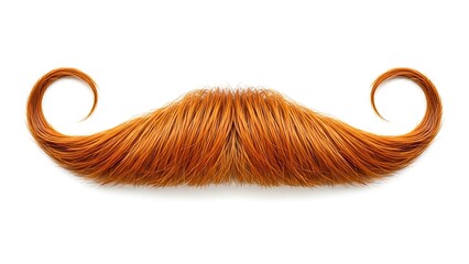 Vibrant Orange Mustache with Curled Ends on White Background