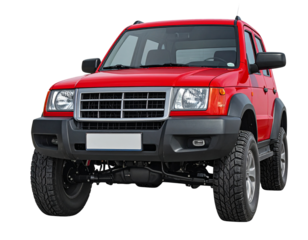 Front View Red Utility Task Vehicle, Compact Utility Model, Isolated on White Background (2)