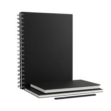 Stack of black spiral notebooks
