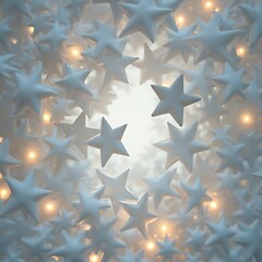 Floating White Star Shapes with Sparkles on Light Background