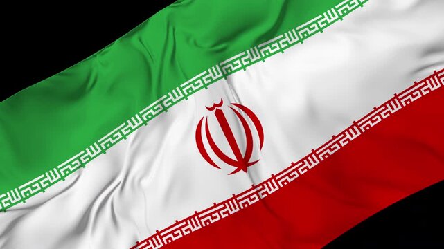 Iran flag animation on black background. 4k Resolution