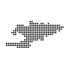 Obraz premium Kyrgyzstan country dotted map. Black spot pixel illustration isolated on white background. Vector circle mosaic.