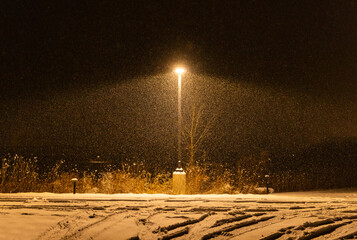 Streetlamp with winter cold snowstorm blizzard 