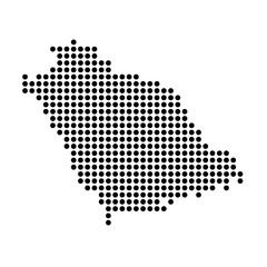 Fototapeta premium Saudi Arabia country dotted map. Black spot pixel illustration isolated on white background. Vector circle mosaic.