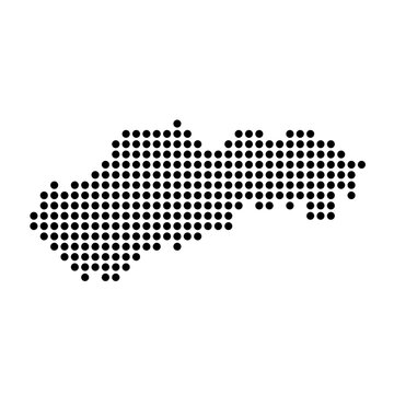 Slovakia country dotted map. Black spot pixel illustration isolated on white background. Vector circle mosaic.