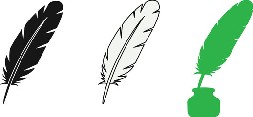 Minimalist feather and inkwell set