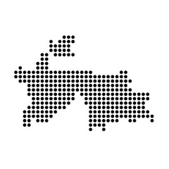 Fototapeta premium Tajikistan country dotted map. Black spot pixel illustration isolated on white background. Vector circle mosaic.
