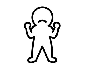 Frustrated Stick Figure with Raised Hands Gesture