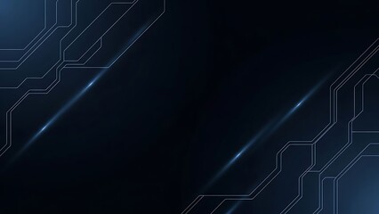 Futuristic digital circuit board abstract background with blue light beams.