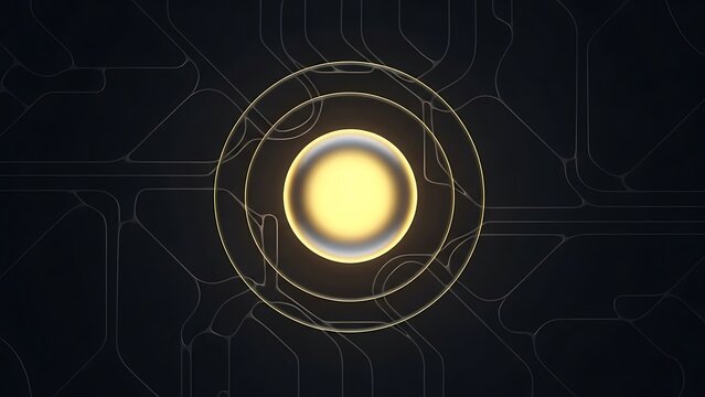 Abstract digital core futuristic energy sphere on circuit board design. - Powered by Adobe