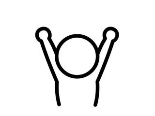 Simple Stick Figure Celebrating with Raised Arms