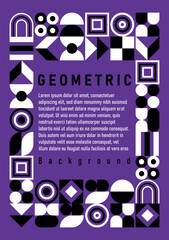 Abstract geometric shapes in black and white, with a space in the center for text on a purple background.