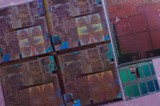 Microchip Design Showcasing Intricate Patterns in Silicon Layers