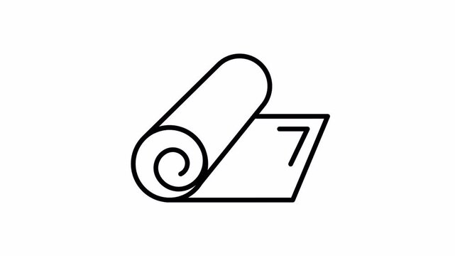 Yoga Mat Icon Animation 4K Transparent Background Seamless Loop Black Line