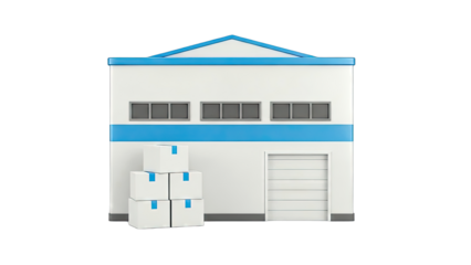 Warehouse with Stacked Boxes and Loading Dock Door